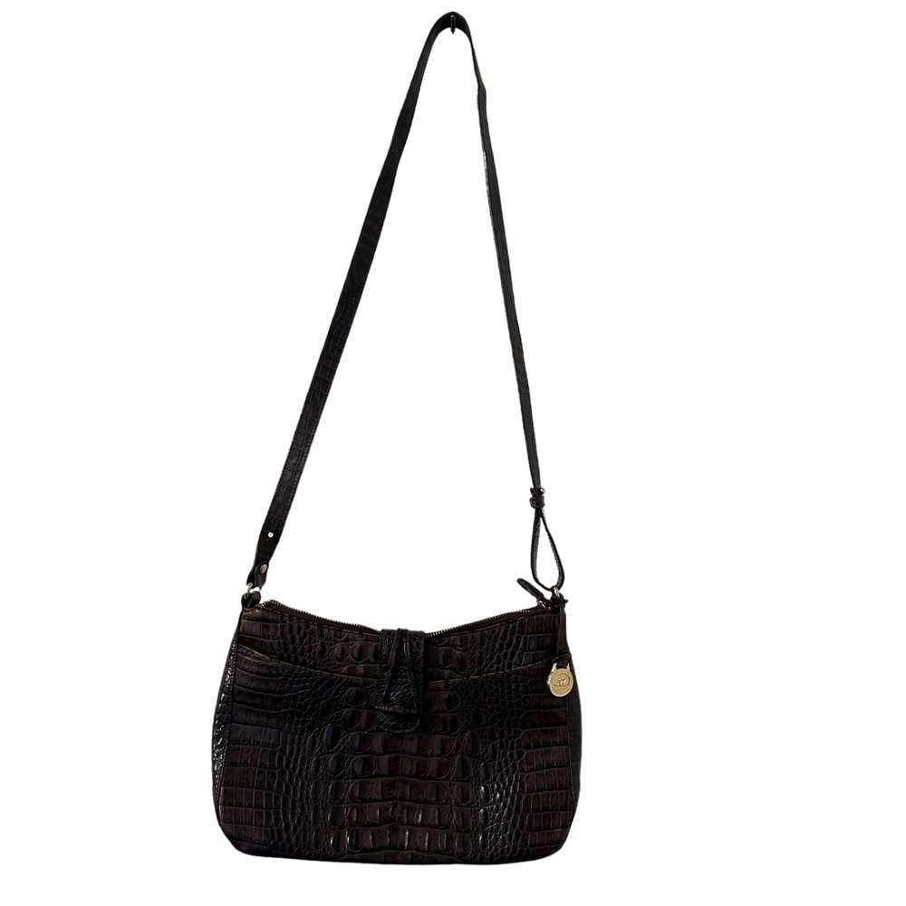 Brahmin Brown Crocodile-Embossed Crossbody Bag